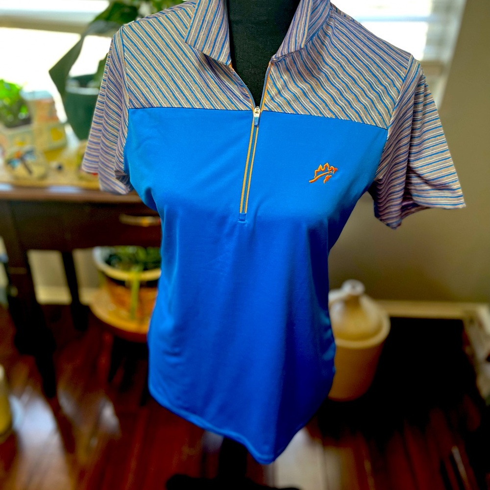 Antigua Women’s Polo Striped Short Sleeve Melbourne Beach Golf Shirt